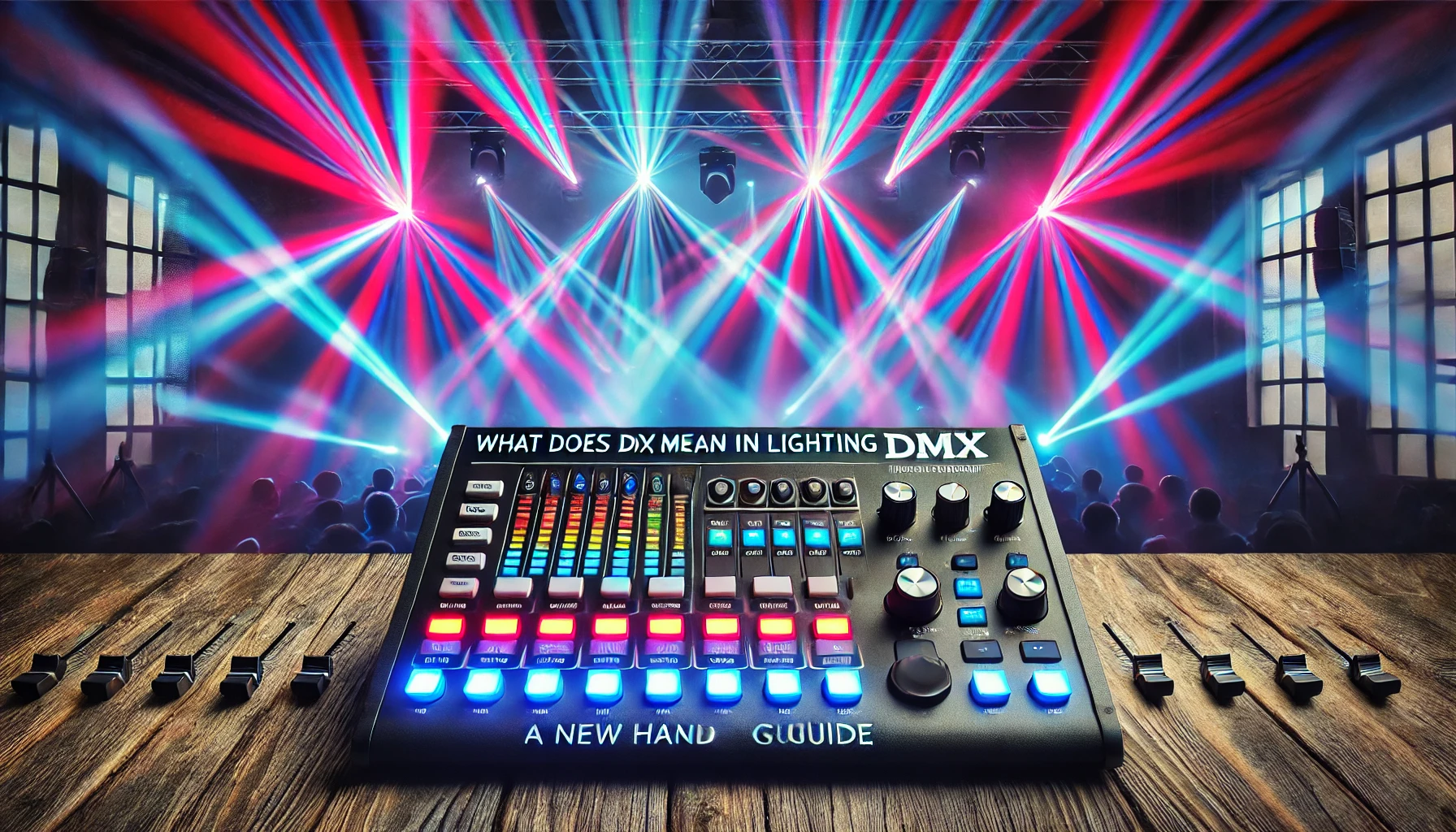 feature image for an article titled 'what does dmx mean in lighting a new hand guide.' the image should include a dmx lighting controller with digita